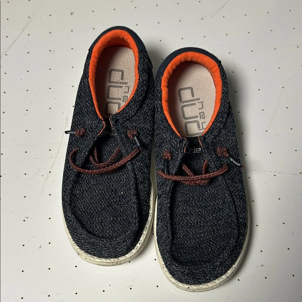 Hey Dude Kids Moccasins - Dark Gray with Orange Accents